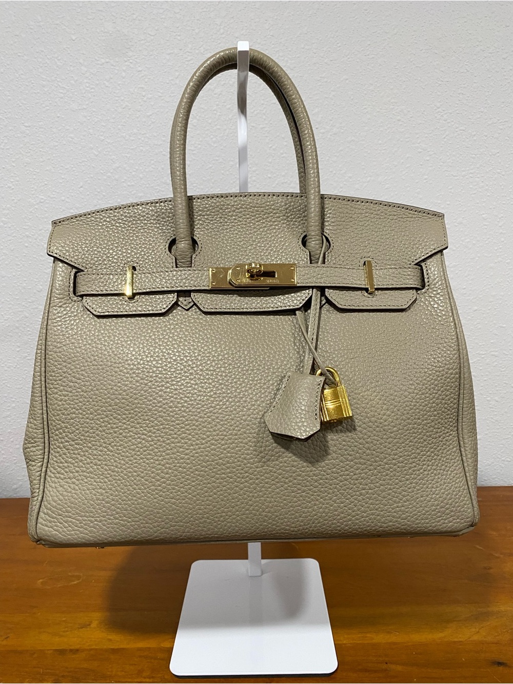 Classic Leather Top-Handle Bag in Taupe 30cm 🌸Authenticity Not Guaranteed🌸